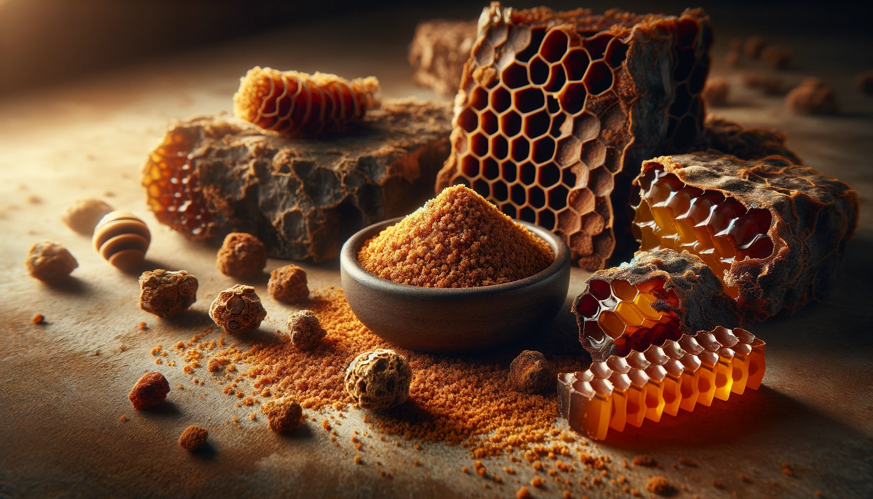 استخدام العكبر مع العسل ( الخام والمطحون)